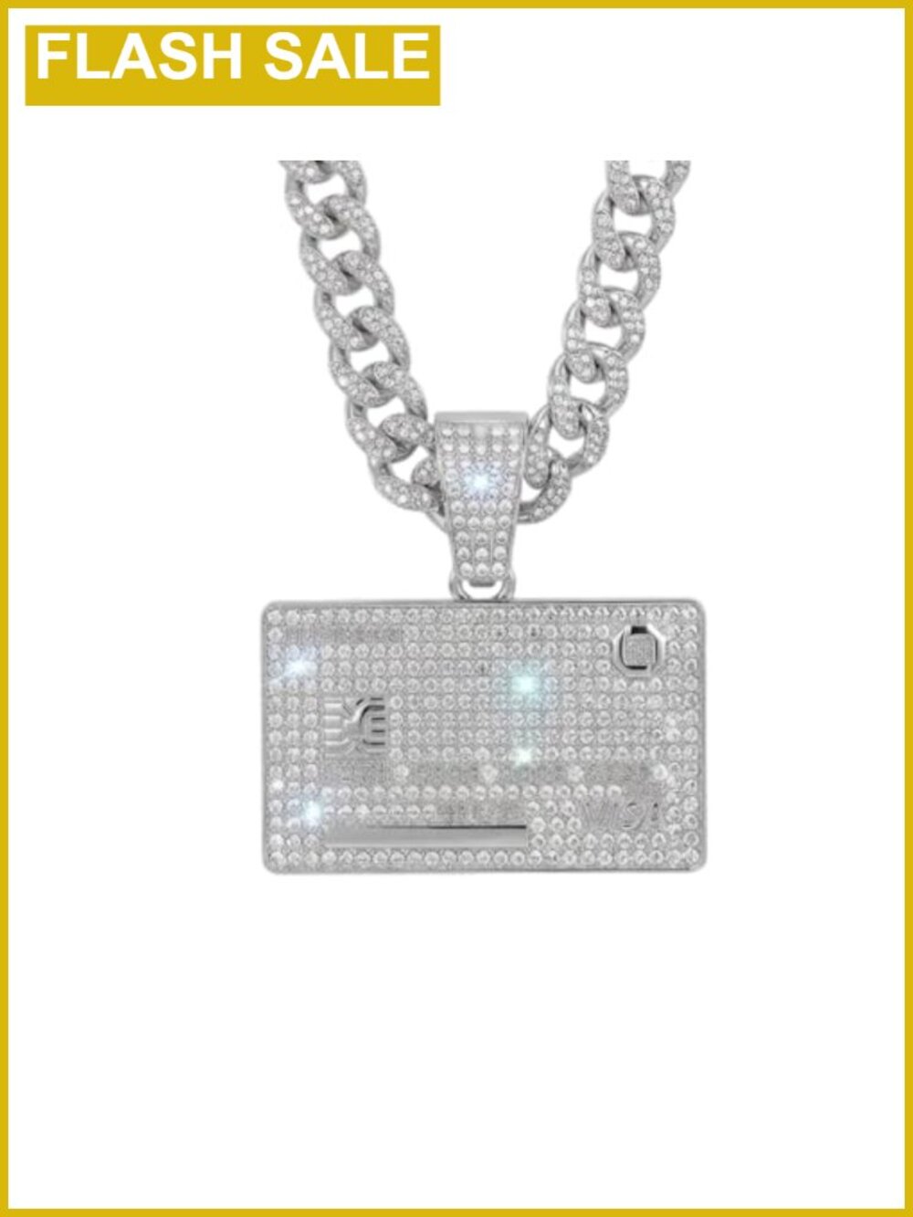 Iced Out Credit Card Pendant Necklace 13mm Miami Cuban Link Chain Hip Hop
